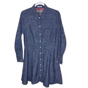 TOAD & CO CHAMBRAY SHIRT DRESS SIZE 12 100% ORGANIC COTTON